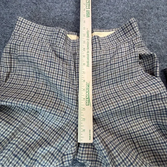 VTG Pendleton Wool Pants 32x29 60s 70s Beige Blue Plaid Check Trousers USA Made - Picture 8 of 16